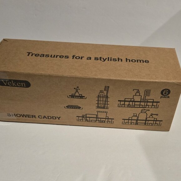 Veken Shower Caddy 6-Pack. Adhesive, Large Capacity Bathroom and More - Picture 8 of 10